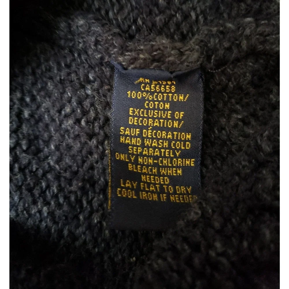 Polo Ralph Lauren Shawl Collar VTG Cardigan Men's Large Sweater Navy Blue Knit - Picture 8 of 9